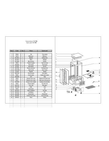 Pièces détachées ROLLER GRILL VF 550 Annee 0 