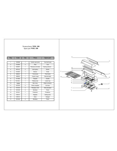 Pièces détachées ROLLER GRILL WDL 100 Annee 0 