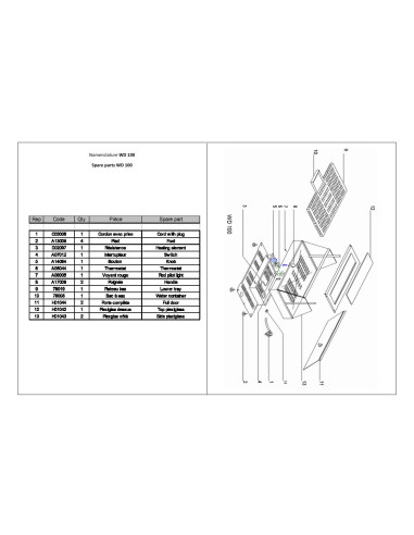 Pièces détachées ROLLER GRILL WD 100 Annee 2012 