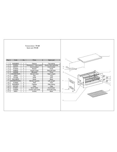 Pièces détachées ROLLER GRILL TS 60 Annee 0 