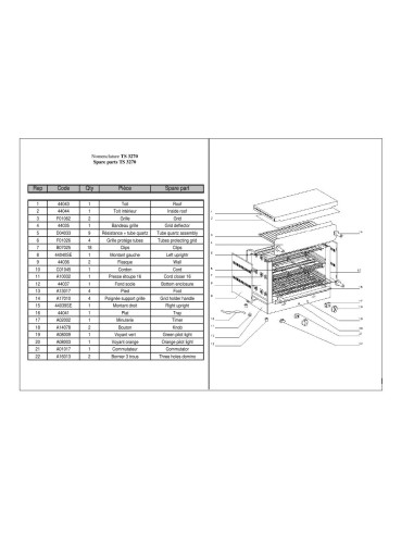 Pièces détachées ROLLER GRILL TS 3270 Annee 0 