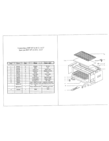 Pièces détachées ROLLER GRILL RST 127 Annee 0 