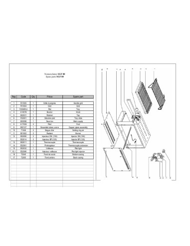 Pièces détachées ROLLER GRILL SGF 80 Annee 0 