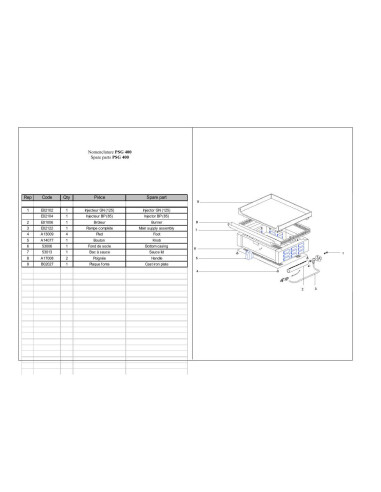 Pièces détachées ROLLER GRILL PSG 400 Annee 0 