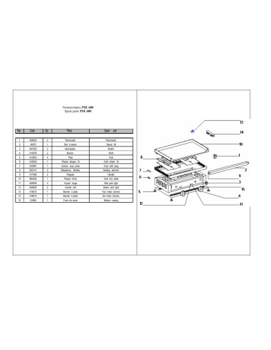 Pièces détachées ROLLER GRILL PSE 600 Annee 2008 