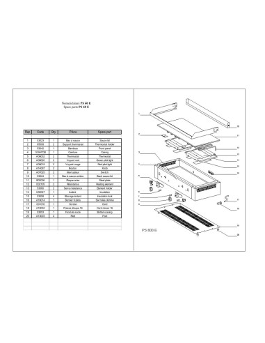 Pièces détachées ROLLER GRILL PS 60E Annee 0 