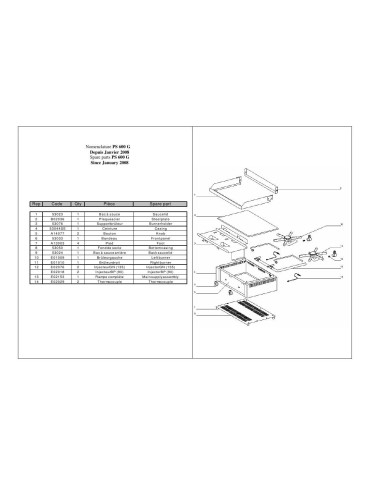 Pièces détachées ROLLER GRILL PS 600G Annee 2008 