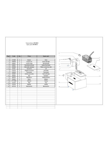 Pièces détachées ROLLER GRILL FD80D Annee 0 