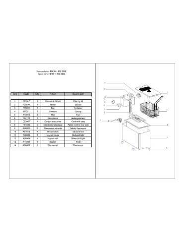 Pièces détachées ROLLER GRILL FD50 Annee 0 FILTRE 