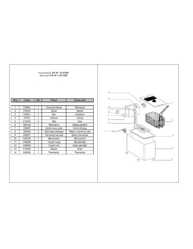 Pièces détachées ROLLER GRILL FD30 Annee 0 FILTRE 