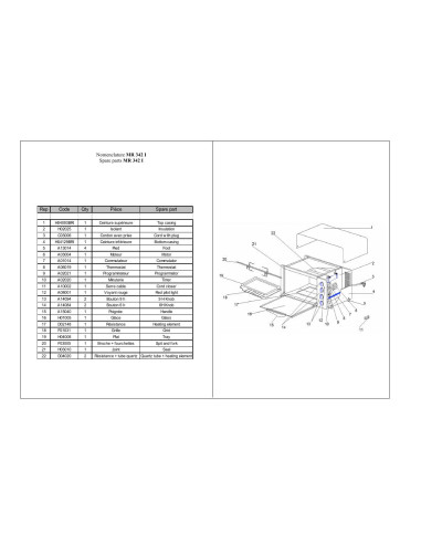 Pièces détachées ROLLER GRILL MR 342I Annee 0 