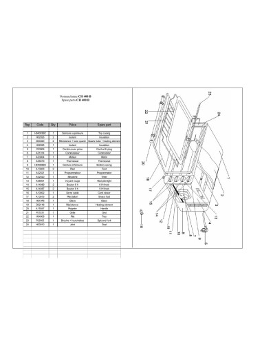 Pièces détachées ROLLER GRILL CH 400B Annee 0 