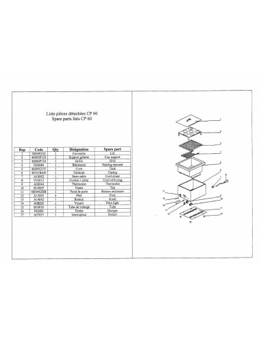 Pièces détachées ROLLER GRILL CP60 Annee 0 