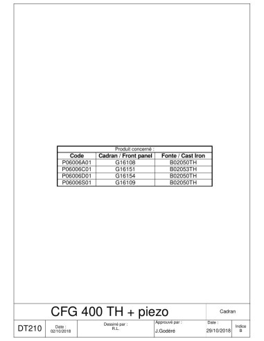 Pièces détachées ROLLER GRILL CFG400TH-piezo (201810-) Annee 201810- 