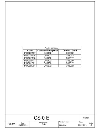 Pièces détachées ROLLER GRILL CS0E Annee 2014 