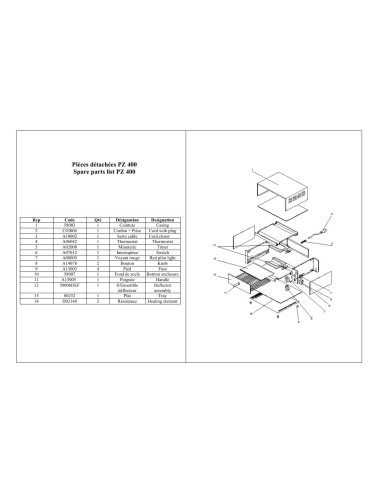 Pièces détachées ROLLER GRILL PZ 400 Annee 0 