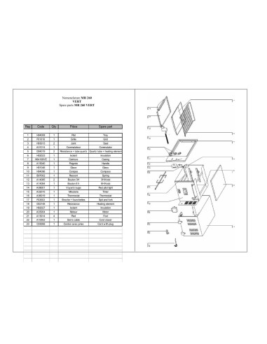 Pièces détachées ROLLER GRILL MR 260V Annee 0 