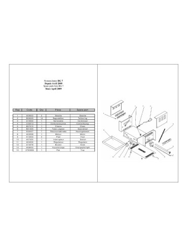 Pièces détachées ROLLER GRILL RG7 Annee 2009 