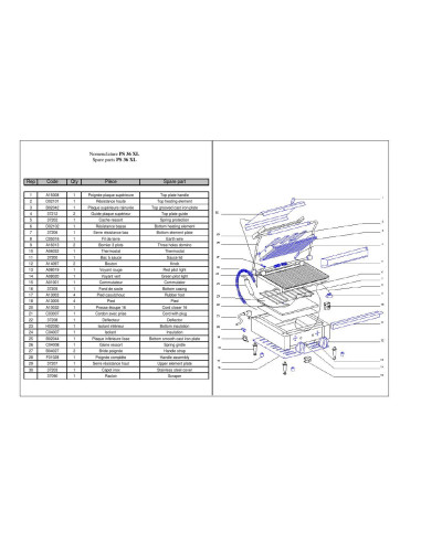 Pièces détachées ROLLER GRILL PS 36XL Annee 0 