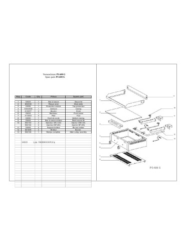 Pièces détachées ROLLER GRILL PS 600G Annee 0 