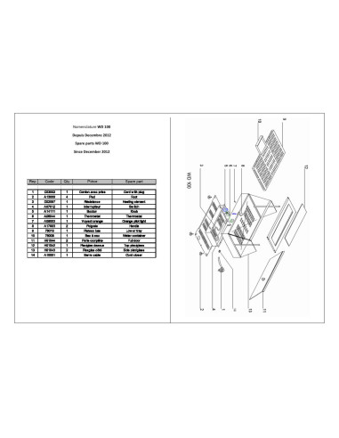 Pièces détachées ROLLER GRILL WD 100 Annee 2012 