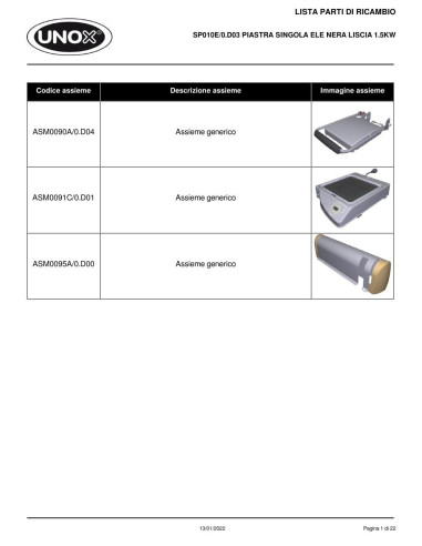 Pièces détachées SPIDOCOOK SP010E SP010E/0.D03 