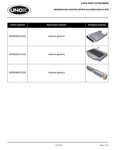 Pièces détachées SPIDOCOOK SP020ER SP020ER/0.D04 