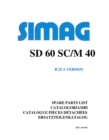 Pièces détachées SIMAG SC40 Annee 1991 