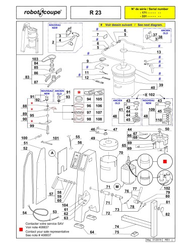 Pièces détachées pour Cutters Verticaux R23 - Robot Coupe 