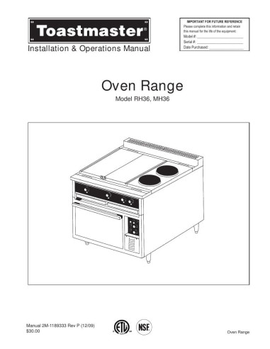 Pièces détachées TOASTMASTER MH36C1 