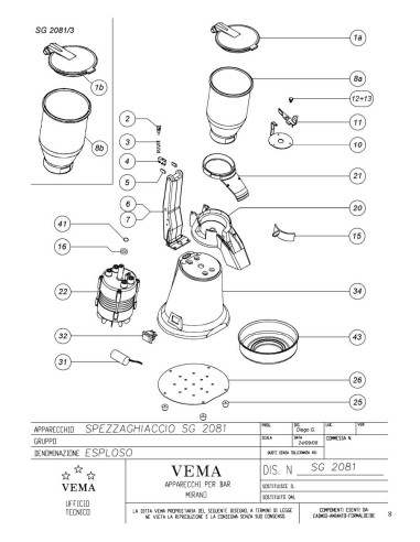 Pièces détachées VEMA SG 2081 Annee 2008 