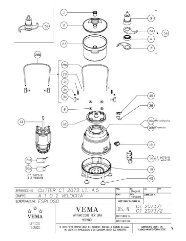 Pièces détachées VEMA CT 2073 LT. 4.5 Annee 2008 