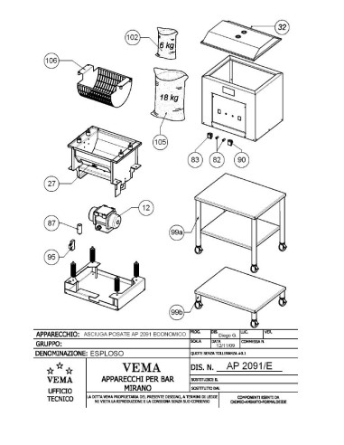 Pièces détachées VEMA AP 2091-E Annee 2009 