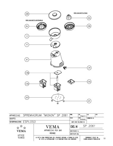 Pièces détachées VEMA SP 2061 Annee 2008 