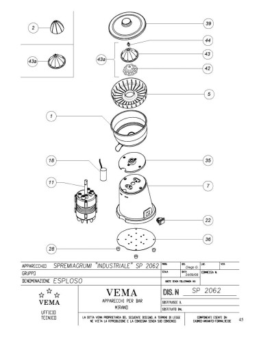 Pièces détachées VEMA SP 2062 Annee 2008 