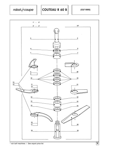 Pièces détachées pour Cutters Verticaux COUTEAU R 60 B - Robot Coupe 