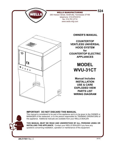 Pièces détachées WELLS WVU-31CT 