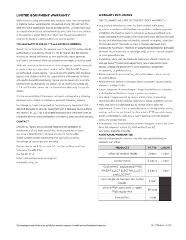 Pièces détachées WELLS SS-276ULTD 