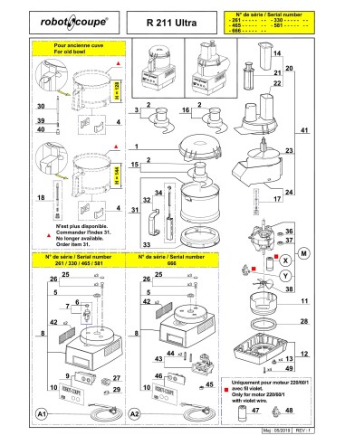 Pièces détachées pour Combinés R 211 Ultra - Robot Coupe 