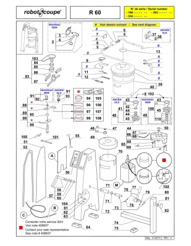 Pièces détachées pour Cutters Verticaux R60 - Robot Coupe 