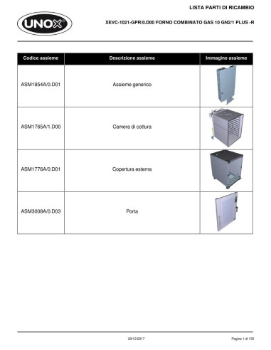 Pièces détachées UNOX XEVC-1021-GPR - UNOX XEVC-1021-GPR - Unox