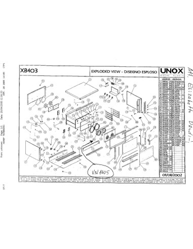 Pièces détachées UNOX XB403 Annee 2002 - UNOX XB403 - Annee 2002 - Unox