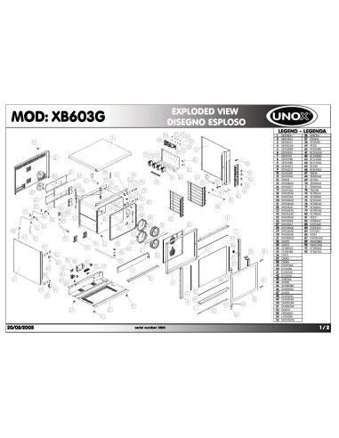 Pièces détachées UNOX XB603G Annee 2005 - UNOX XB603G - Annee 2005 - Unox