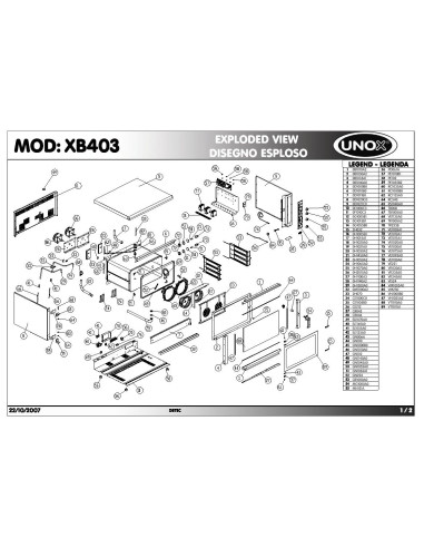 Pièces détachées UNOX XB403 Annee 2007 - UNOX XB403 - Annee 2007 - Unox