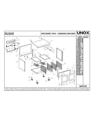 Pièces détachées UNOX XL505 Annee 2002 - UNOX XL505 - Annee 2002 - Unox