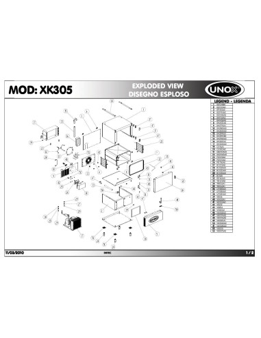 Pièces détachées UNOX XK305 Annee 2010 - UNOX XK305 - Annee 2010 - Unox