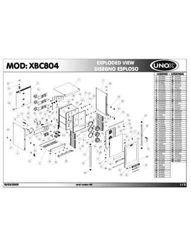 Pièces détachées UNOX XBC804 Annee 2009 - UNOX XBC804 - Annee 2009 - Unox