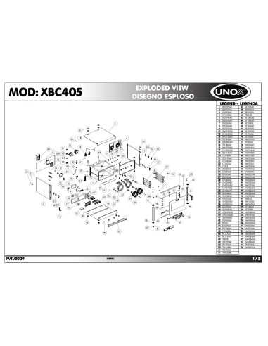 Pièces détachées UNOX XBC405 Annee 2009 - UNOX XBC405 - Annee 2009 - Unox