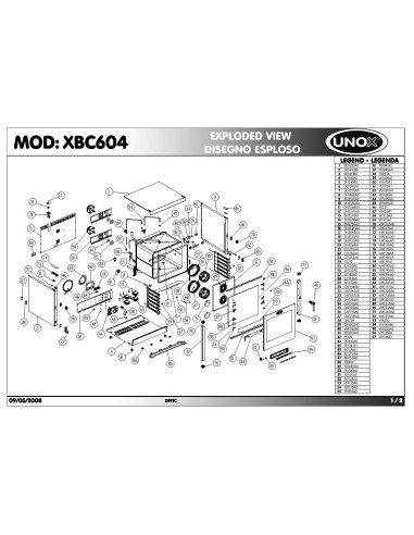 Pièces détachées UNOX XBC604 Annee 2008 - UNOX XBC604 - Annee 2008 - Unox