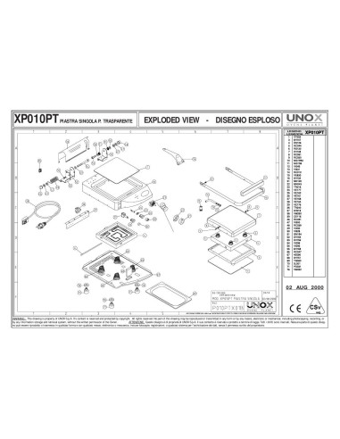 Pièces détachées UNOX XP010PT Annee 2000 - UNOX XP010PT - Annee 2000 - Unox